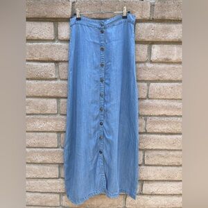 Denim Button-Down Maxi Skirt Size Small